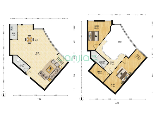 友谊大厦 2室1厅2卫 102平方