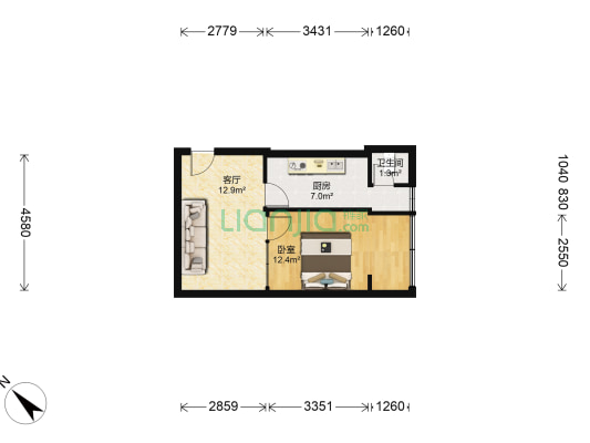 外化成营康西路29号 1室1厅1卫 43平方