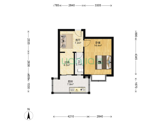 良种厂宿舍 1室1厅1卫 36平方