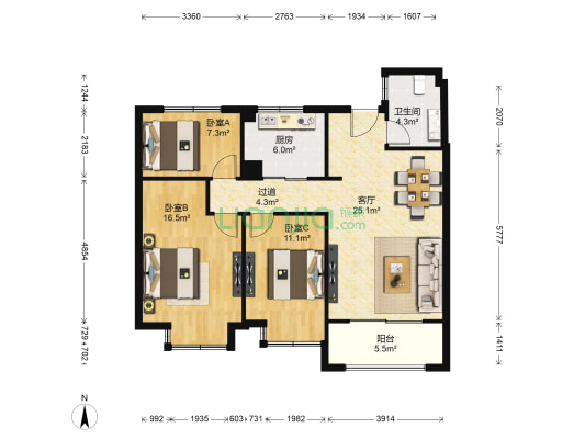 银亿东城第十一街区 3室1厅1卫 101平方
