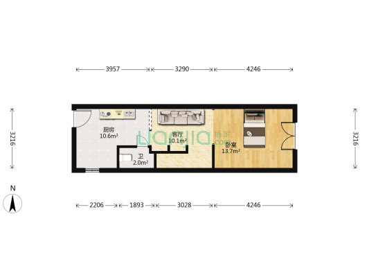 演武社区 1室1厅1卫 46平方