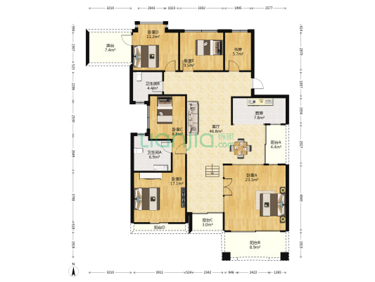 象湖威尼斯 6室1厅2卫 179平方