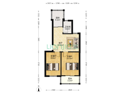 皖岳新村 2室1厅1卫 51平方