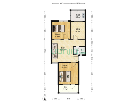 光明小区 2室1厅1卫 67平方