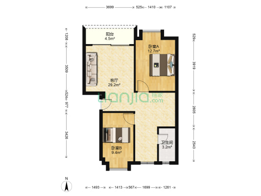 祥景楼 2室1厅1卫 69平方