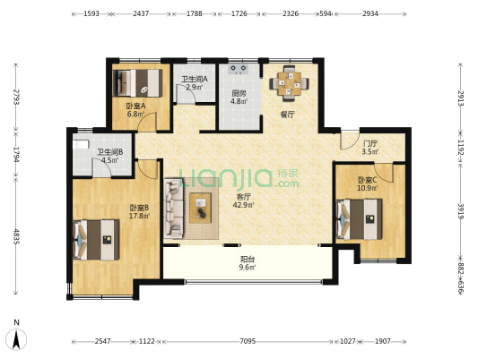 天鸿君邑 3室1厅2卫 288平方