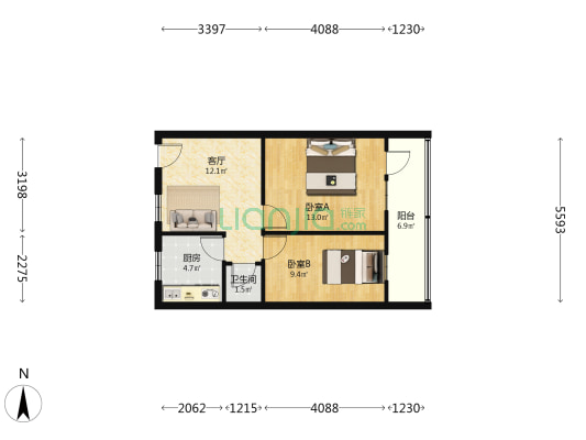 五星小区南区 2室1厅1卫 59平方