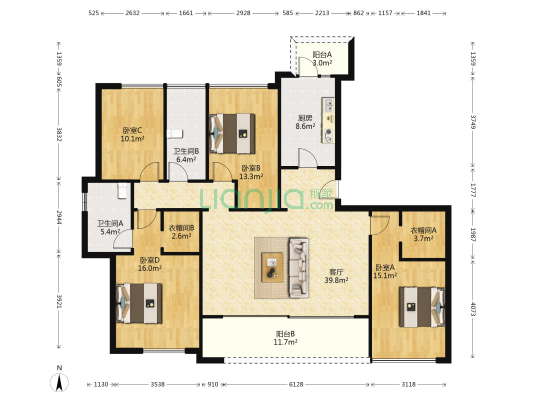 诚园一期 4室1厅2卫 167平方