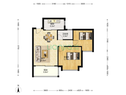 金域上景 2室1厅1卫 78平方