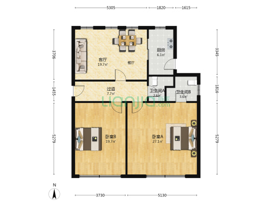 延庆路11弄 2室1厅2卫 112平方