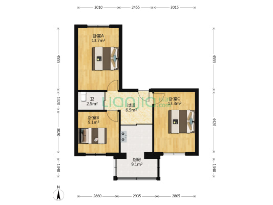 解困楼 3室0厅1卫 76平方