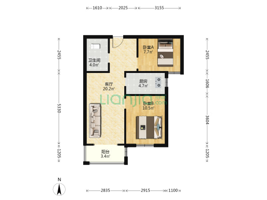 骏安园南区 2室1厅1卫 71平方