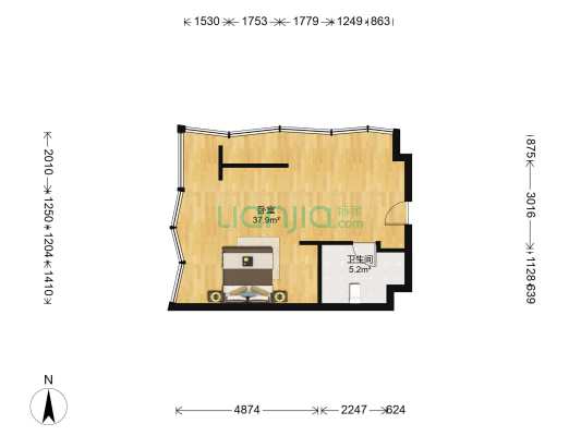 绿地中央广场 1室0厅1卫 72平方