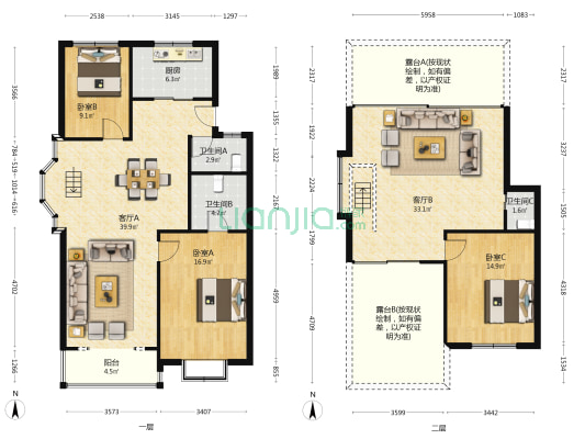 太平桥社区桂花西路 3室2厅3卫 162平方