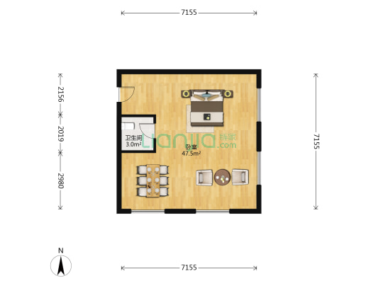 SK大厦 1室0厅1卫 100平方