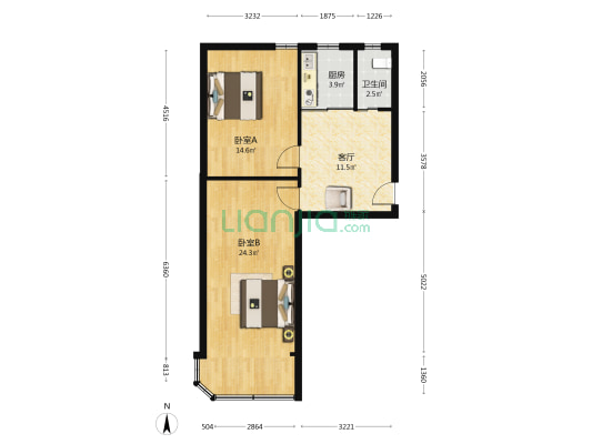 新马路 2室1厅1卫 71平方