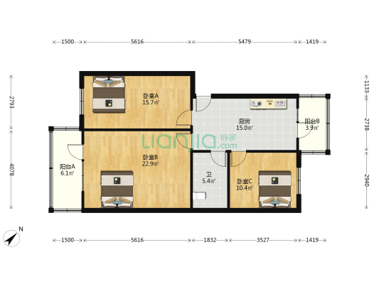 经纬五道街 3室0厅1卫 95平方