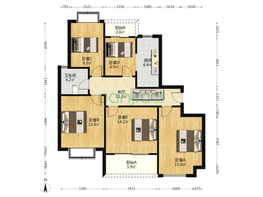 洲际逸品 5室1厅1卫 118平方