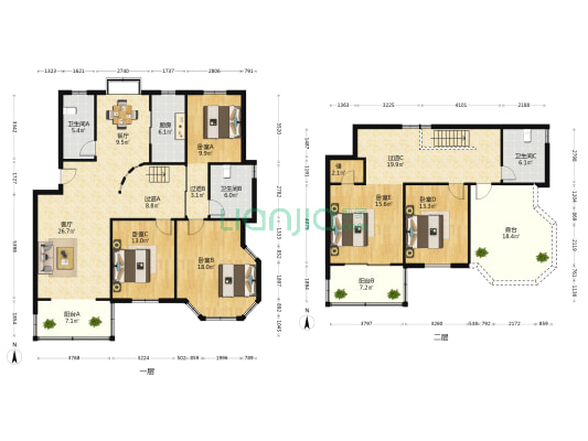 紫金花园 5室2厅3卫 203平方