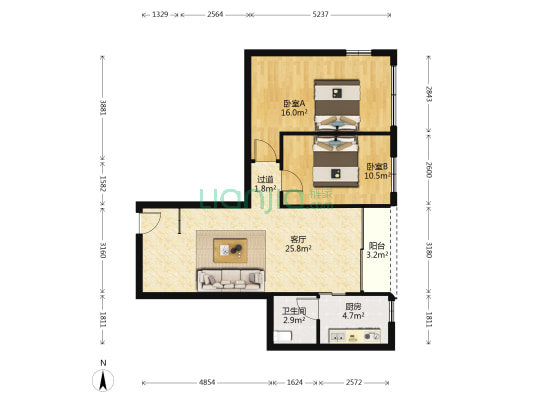 新河浦雅居 2室1厅1卫 80平方