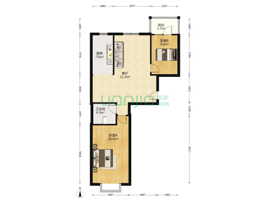 北岳新城 2室1厅1卫 104平方