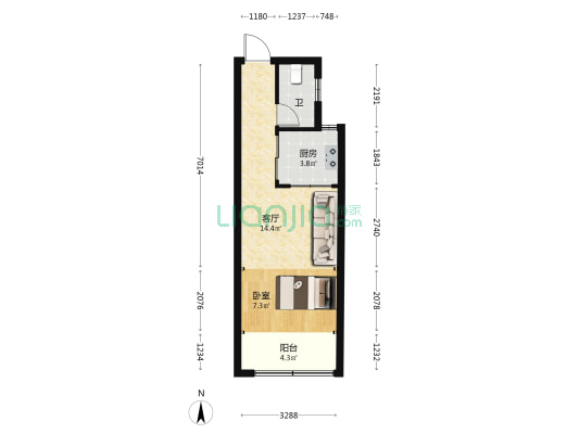 文庭雅居 1室1厅1卫 45平方