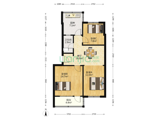 新城东巷 3室1厅1卫 78平方