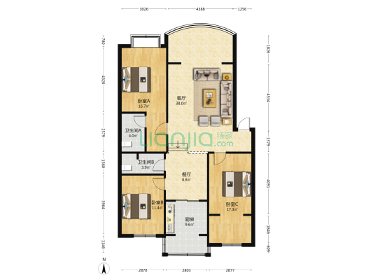 愿景美丽洲 3室2厅2卫 120平方