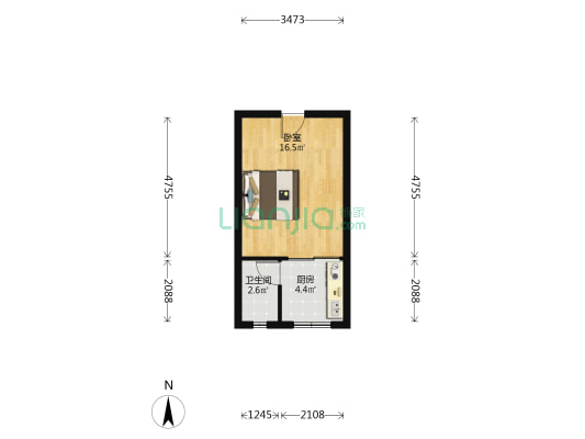 中兴之家 1室0厅1卫 34平方