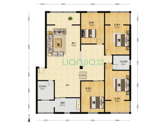 新民西街14号 4室1厅2卫 175平方