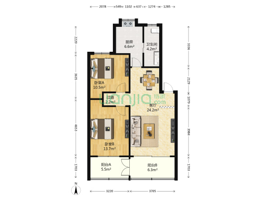 江西省保险公司安全文明小区 2室1厅1卫 85平方