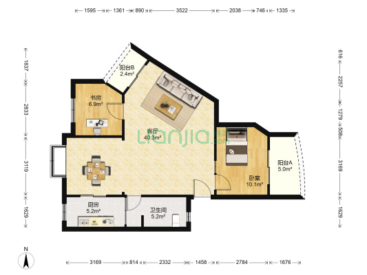 城开星园 2室1厅1卫 93平方
