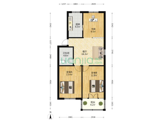 同乐路250号 3室1厅1卫 79平方