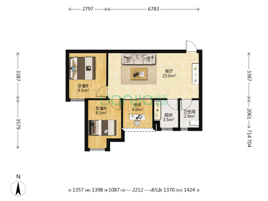 四季绿洲 3室1厅1卫 67平方