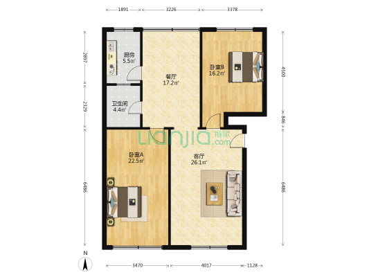 北大街187号 2室2厅1卫 109平方