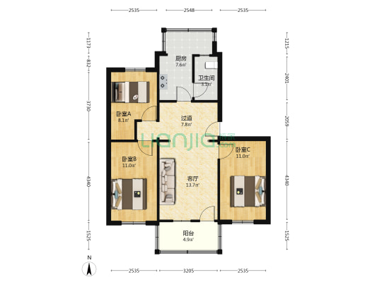 蜀河路16号 3室1厅1卫 80平方