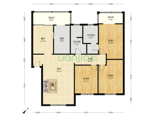 移动工程局家属院 3室2厅2卫 148平方