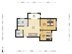 南向2居 户型方正 全天采光  视野好-涿州鹏渤印象城牛津花园户型图