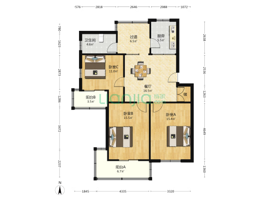 太平南路59号 3室1厅1卫 100平方