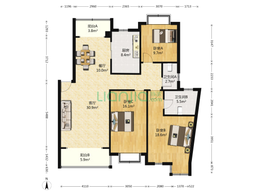 嘉骏花苑 3室2厅2卫 124平方