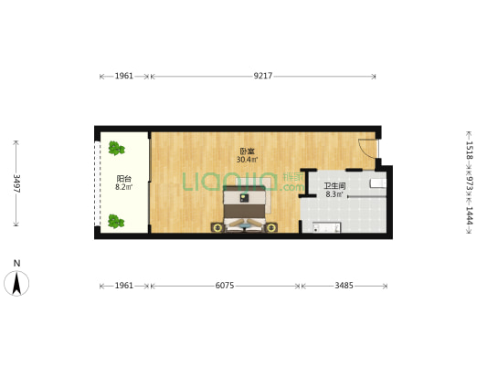 曼湾广场 1室0厅1卫 67平方