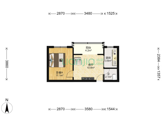 CROSS尚公馆 1室1厅1卫 38平方