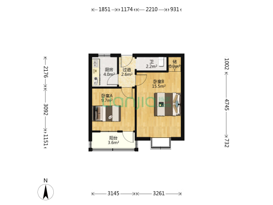 经八路13号 2室0厅1卫 48平方