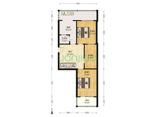 菜园小区 3室1厅1卫 82平方