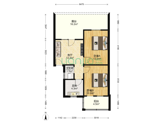 旭东路社区 2室1厅1卫 53平方