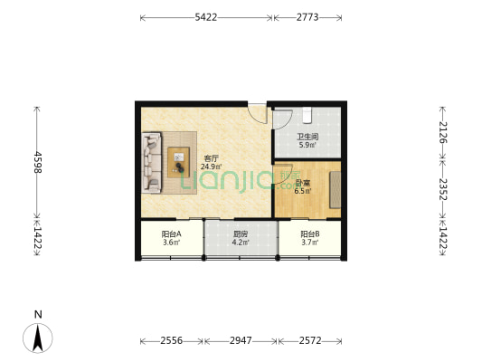 核工业郑州干休所 1室1厅1卫 51平方