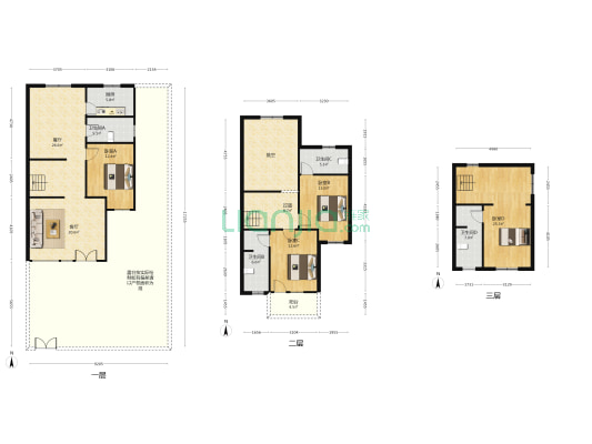 爱伦堡临湖别墅，地上三层，地下一层。-户型图
