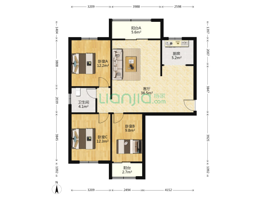 盛世御景苑 3室1厅1卫 131平方