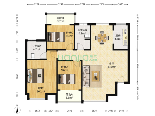 万景荔知湾 3室1厅2卫 122平方