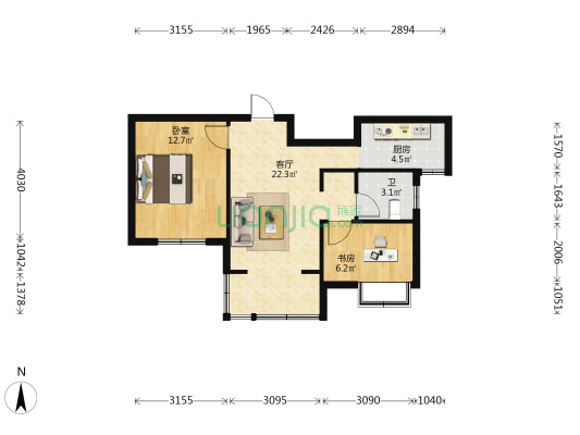 尹东二村 2室1厅1卫 75平方